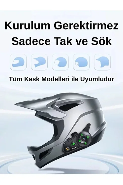 D2-6X 1000M Mesafeli 6 Klı İntercom Bluetooth Motosiklet Kask Kulaklığı İntercom Kulaklık görsel 6