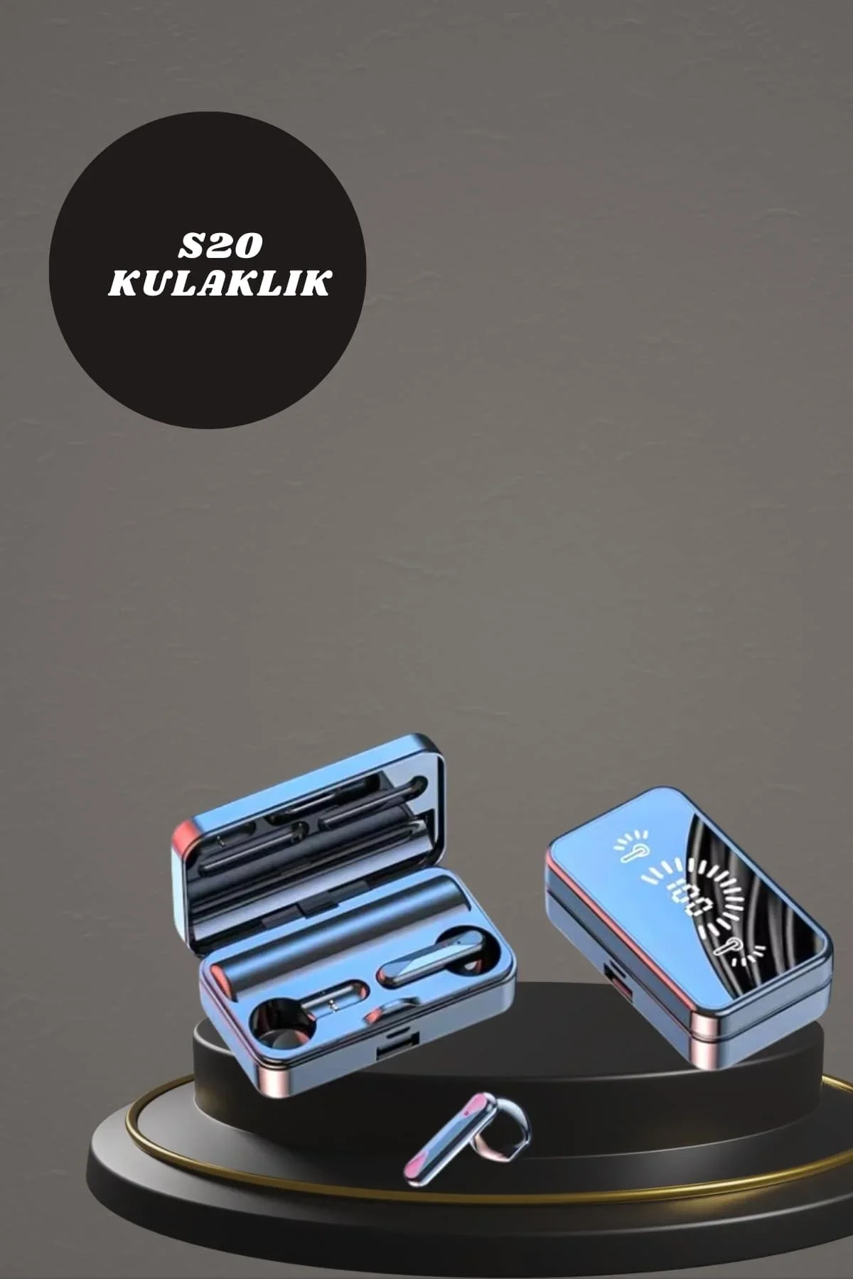 Aynalı Bluetooth Kulaklık ve 7 Kordonlu Akıllı Saat Dijital Göstergeli Uzun Pil Ömrü görsel 4