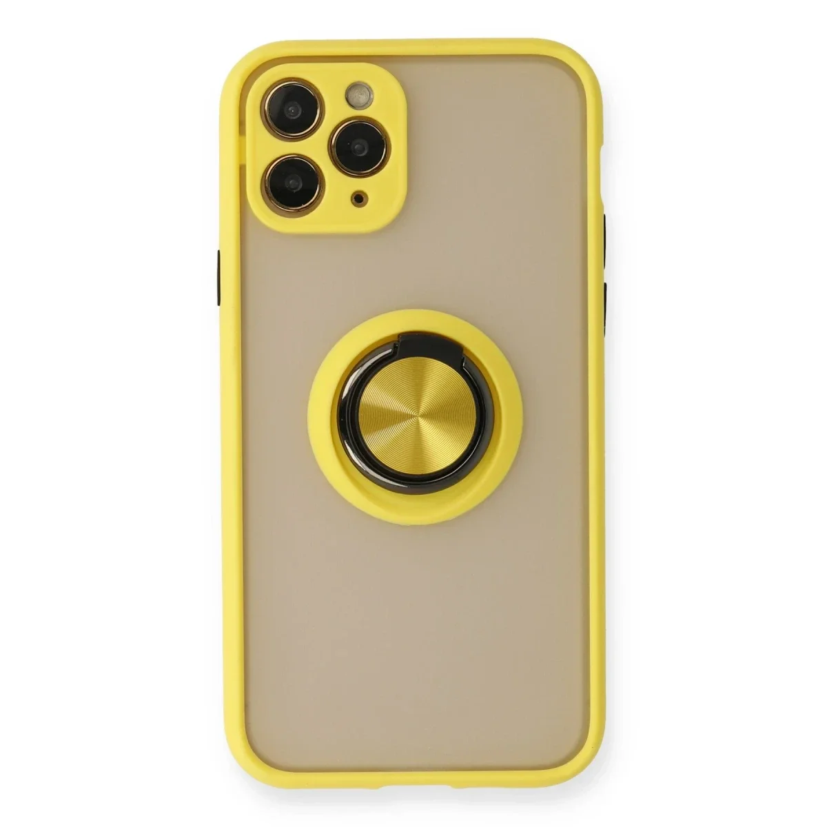Apple iPhone 11 Pro Kılıf Montreal Yüzüklü Silikon Kapak - Sarı