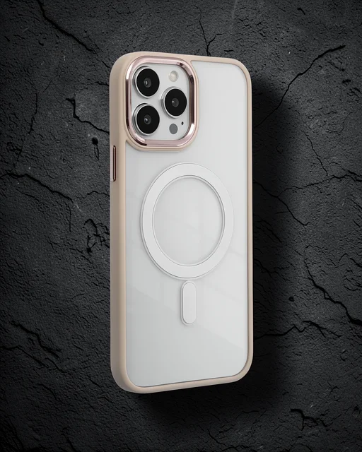 Apple İphone 13 Pro Kılıf Room Magneticsafe Silikon - Pudra