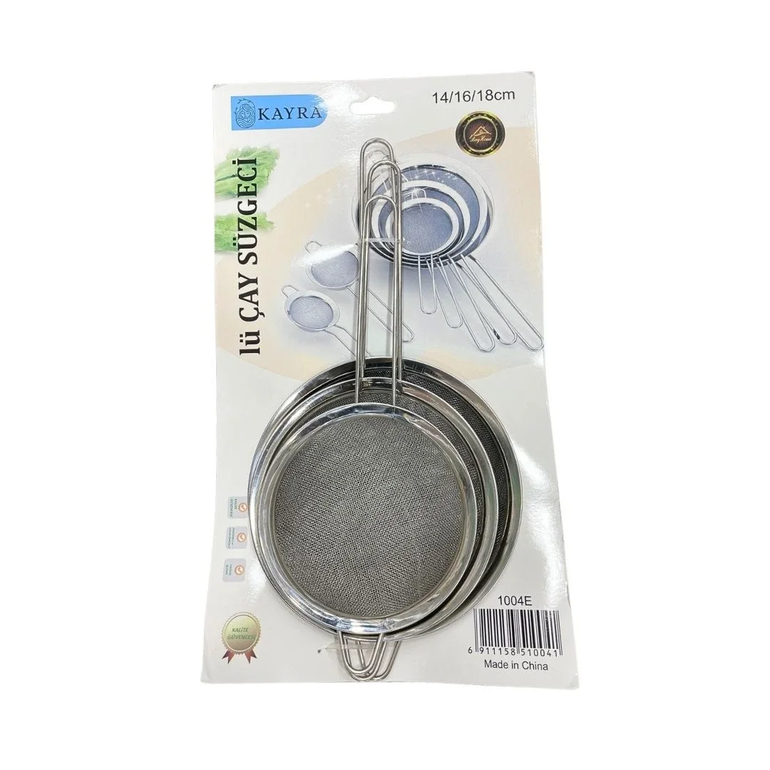 3 Parça Metal Süzgeç 14-16-18 cm görsel 2