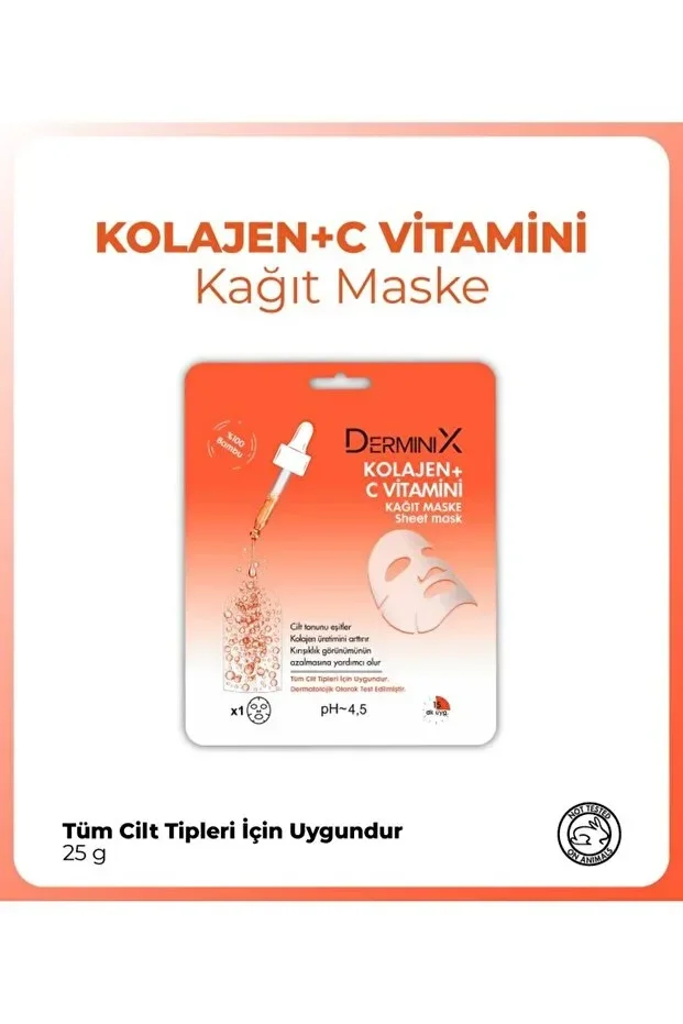 Yüz Bakım Kağıt Maske - Kolajen + C Vitamini