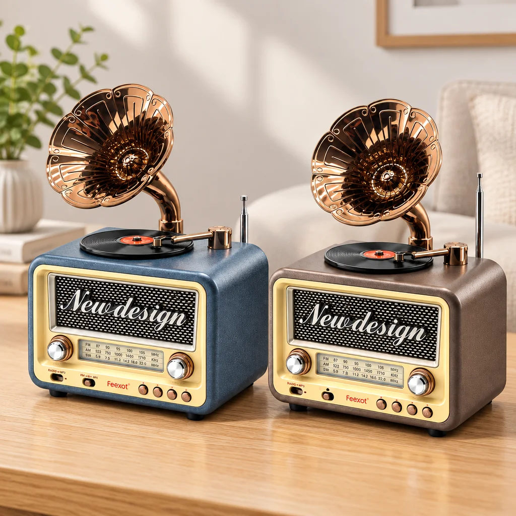 Retro Gramofon Radyo Bluetooth USB Şarjlı (AM/FM/SW)