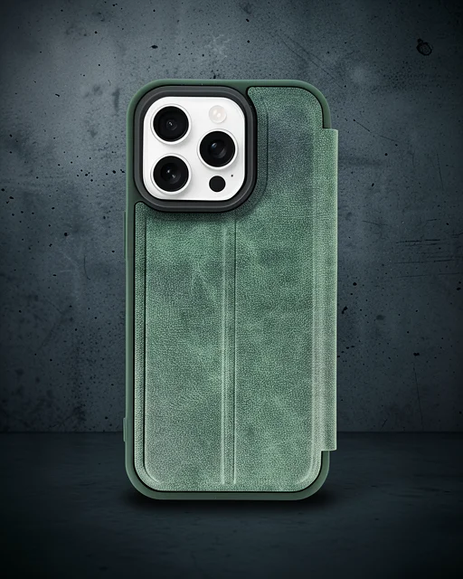 Apple İphone 14 Pro Max Kılıf Flip Cover - Koyu Yeşil