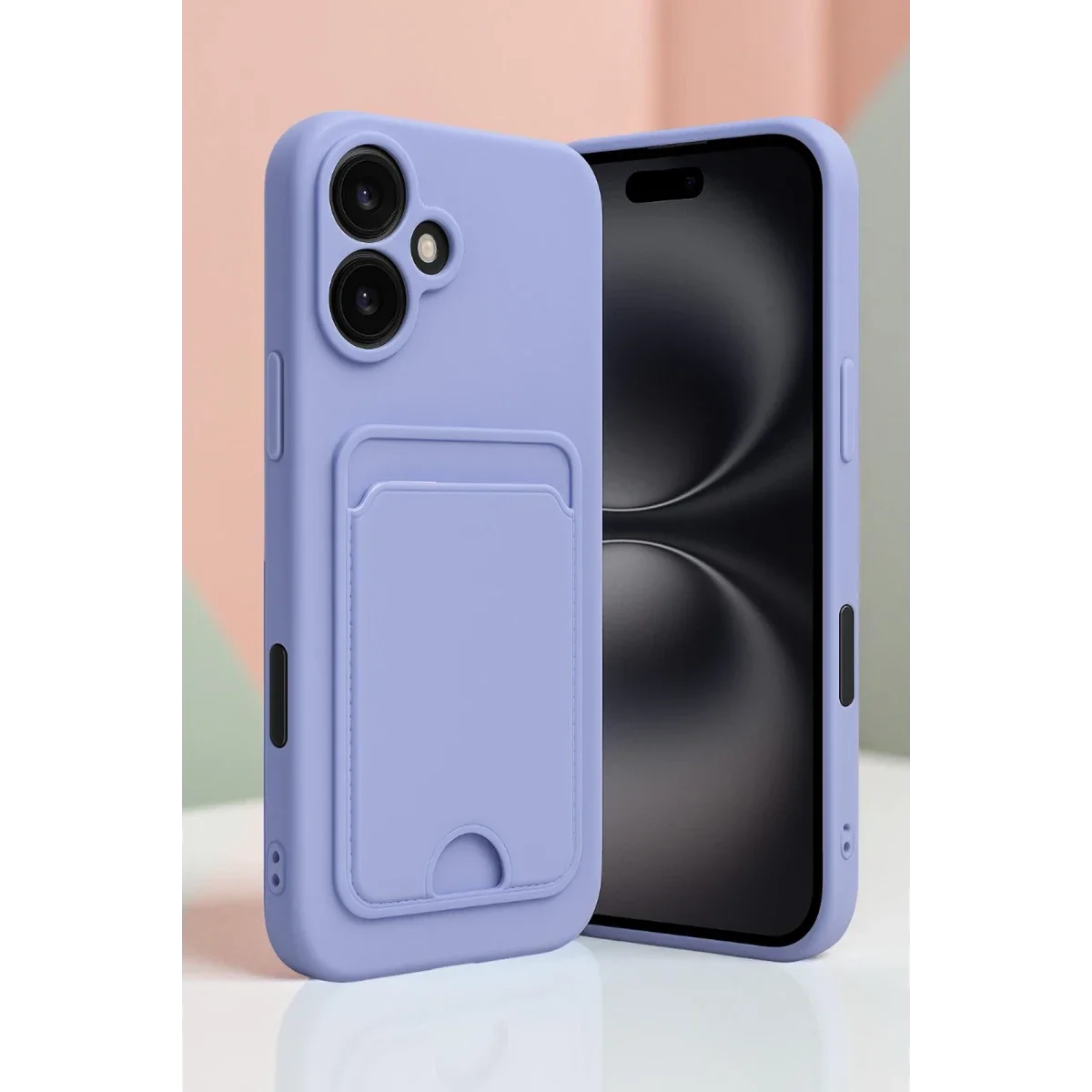 Apple iPhone 16 Kılıf Kelvin Kartvizitli Silikon - Derin Mor görsel 2