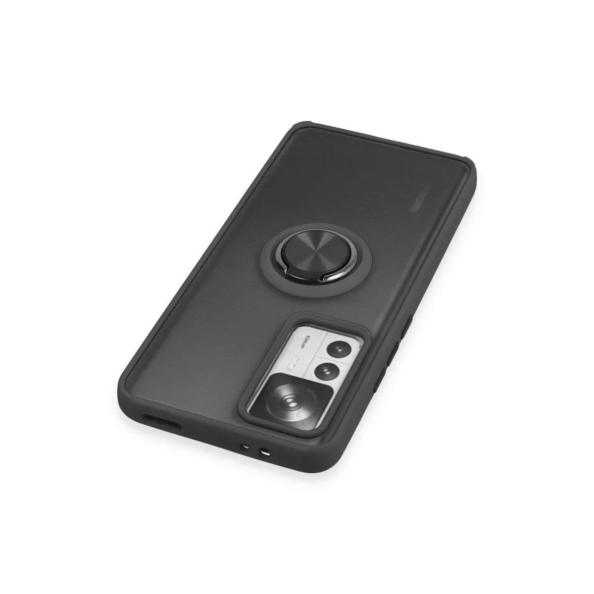 Xiaomi Mi 12T Pro Kılıf Montreal Yüzüklü Silikon Kapak - Siyah görsel 4
