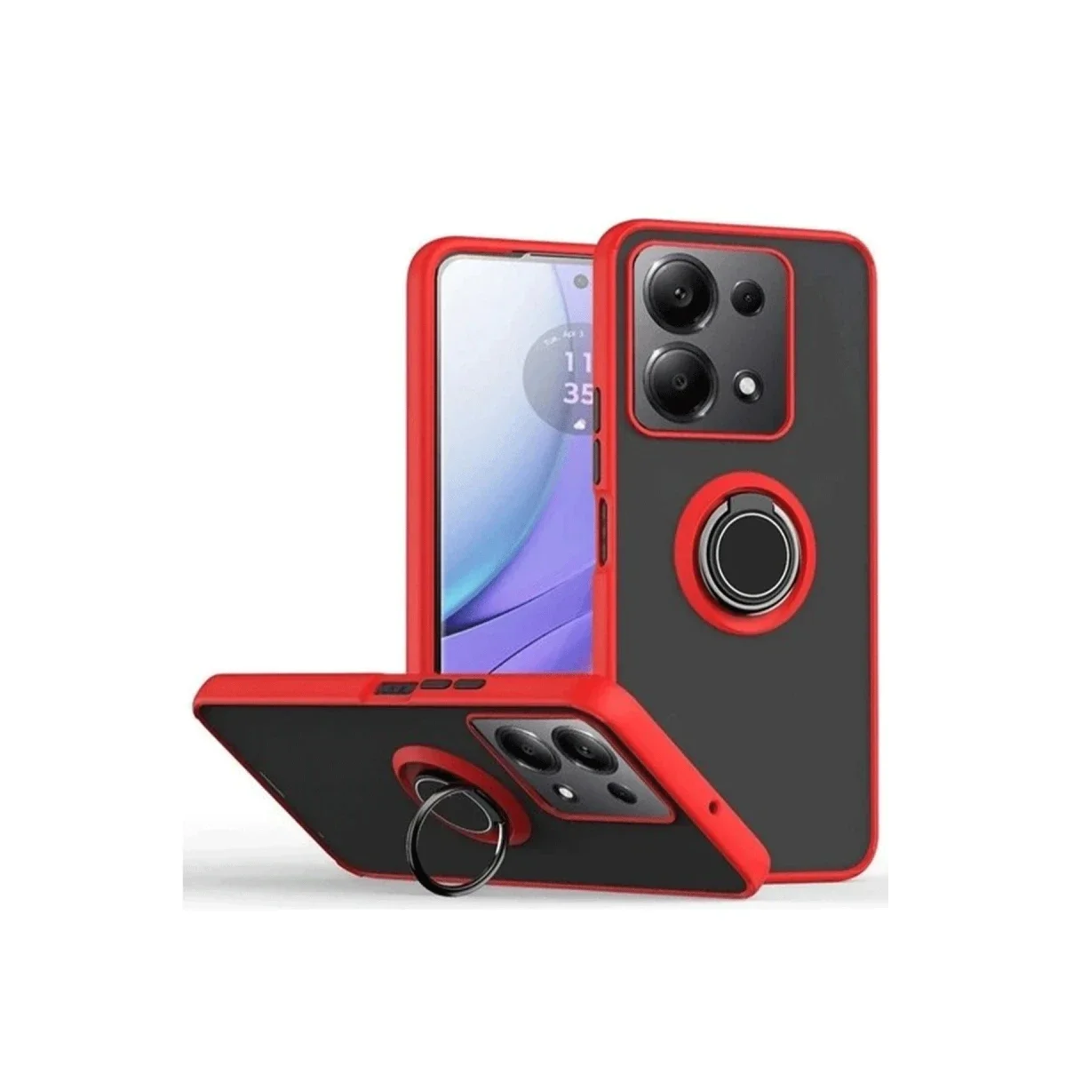 Xiaomi Redmi Note 13 Pro 5G Kılıf Montreal Yüzüklü Silikon Kapak - Kırmızı