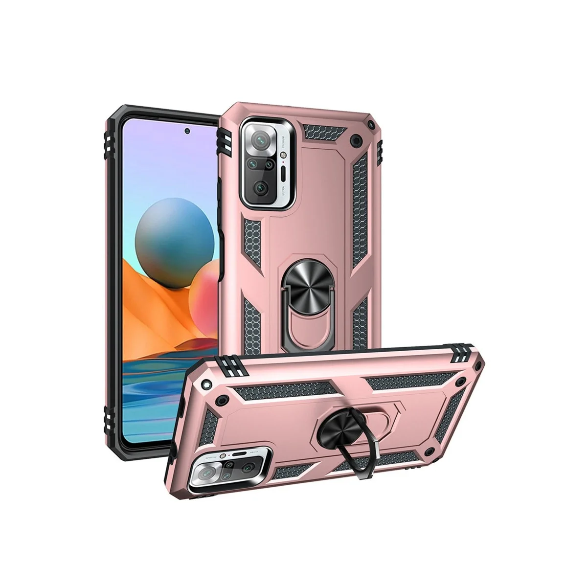 Xiaomi Redmi Note 10 Pro Kılıf Sofya Yüzüklü Silikon Kapak - Rose görsel 2