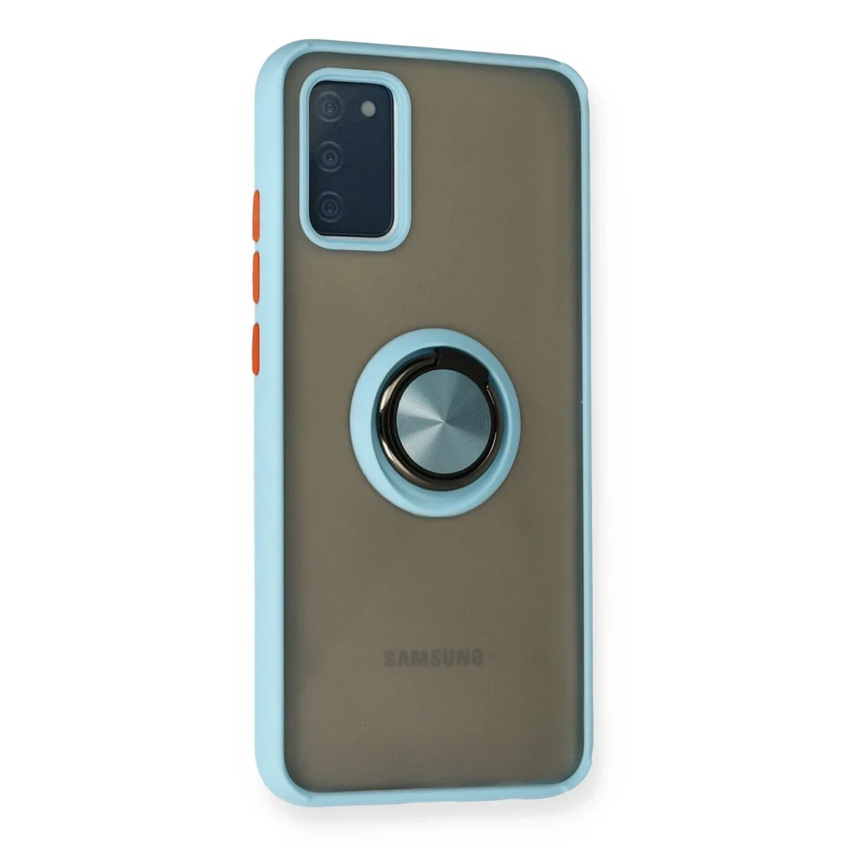 Samsung Galaxy A02S Kılıf Montreal Yüzüklü Silikon Kapak - Buz Mavi görsel 2