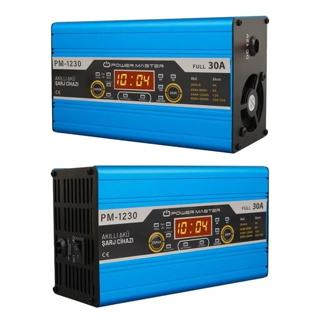PM-1230A 12 Volt 30 Amper LCD Ekranlı Akıllı Akü Şarj Cihazı görsel 2