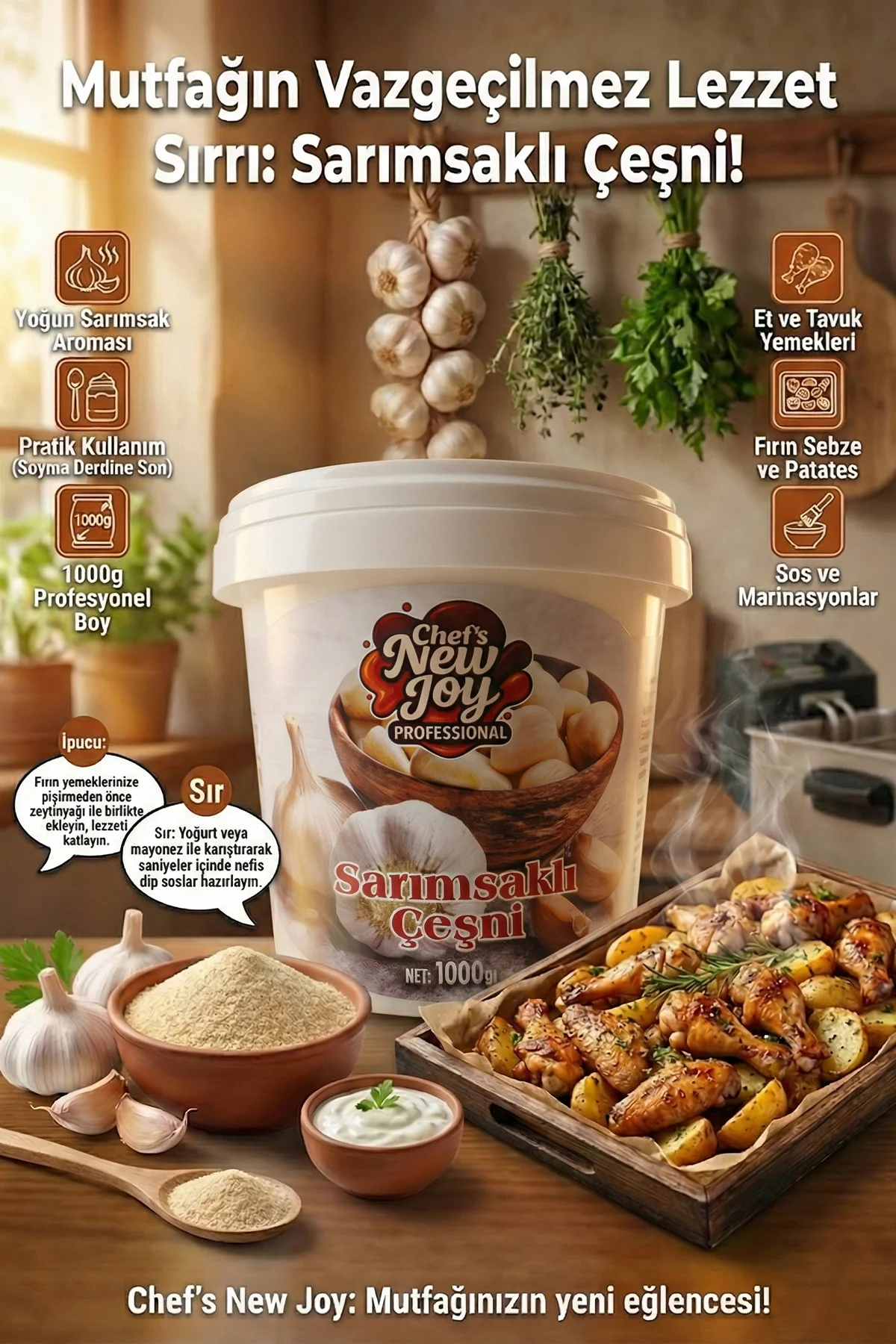 Sarımsaklı Çeşni 1000 gr Garlic Seasoning görsel 3