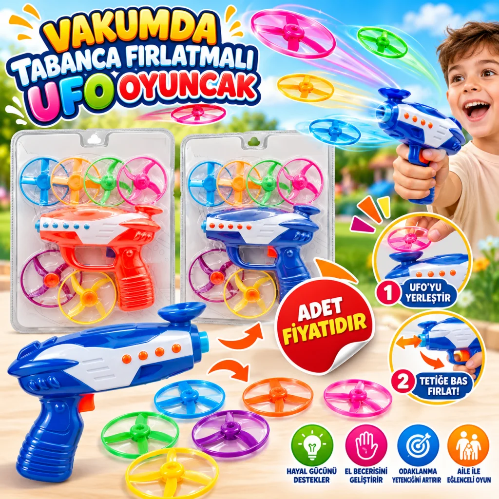 DMN0700 VAKUMDA TABANCA FIRLATMALI UFO OYUNCAK (adet fiyatıdır)