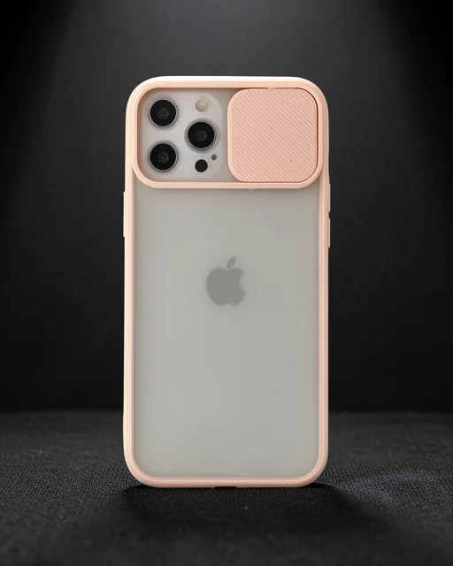 Apple İphone 12 Pro Max Kılıf Palm Buzlu Kamera Sürgülü Silikon - Pembe