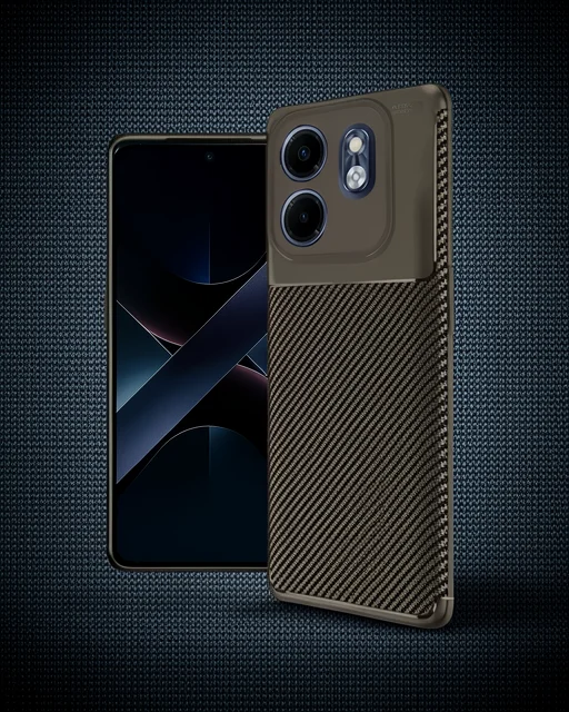 İnfinix Smart 9 Kılıf Auto Focus Karbon Kapak - Kahverengi
