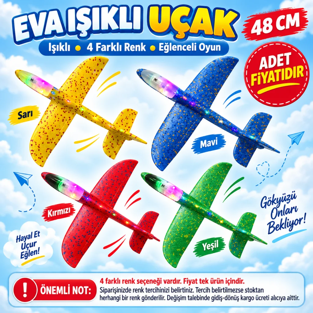 Eva Işıklı Uçak 48 cm (adet fiyatıdır) görsel 5