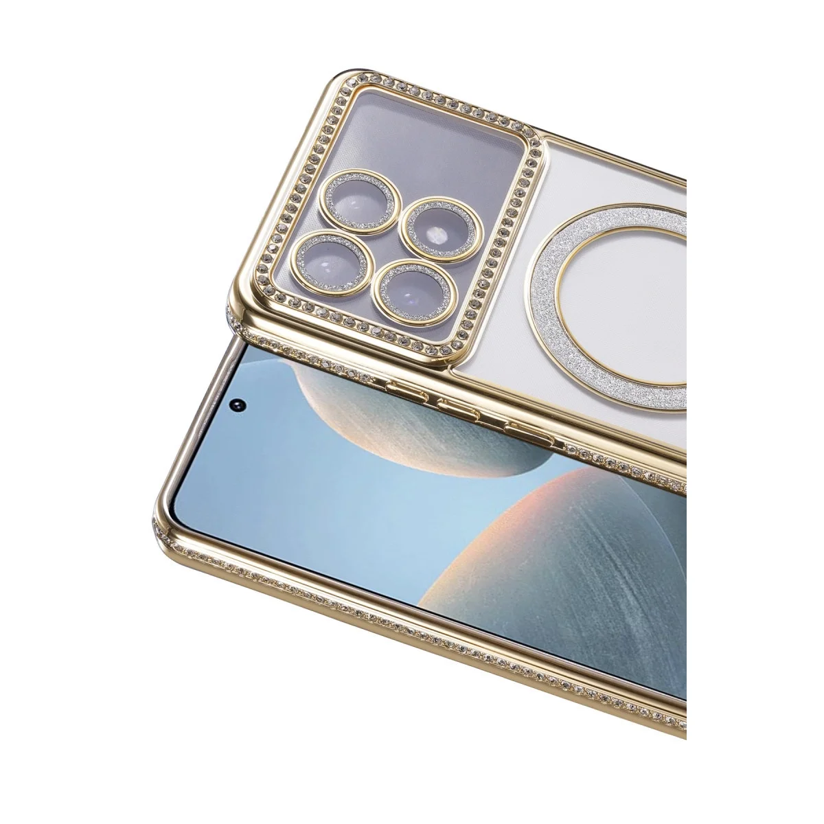 Xiao Poco X6 Pro Joke Simli Magneticsafe Kılıf - Gold görsel 2