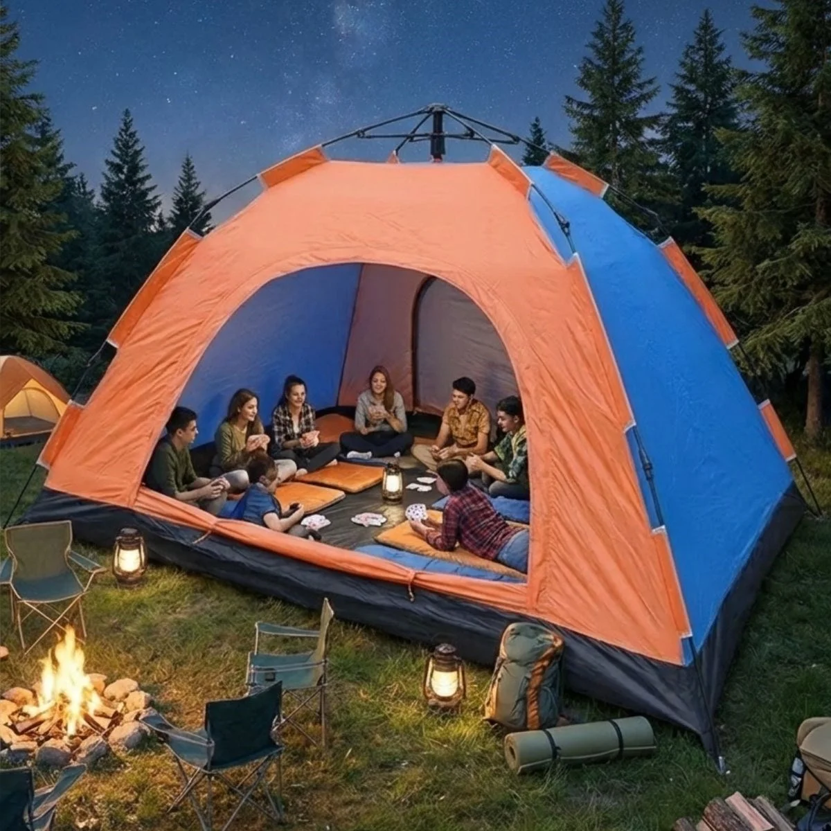 10 Kişilik Otomatik Kurulum Kamp Çadırı – Outdoor, Suya Dayanıklı Hızlı Kurulum Piknik ve Doğa İçin Geniş Aile Çadırı 300x300x170 cm görsel 2