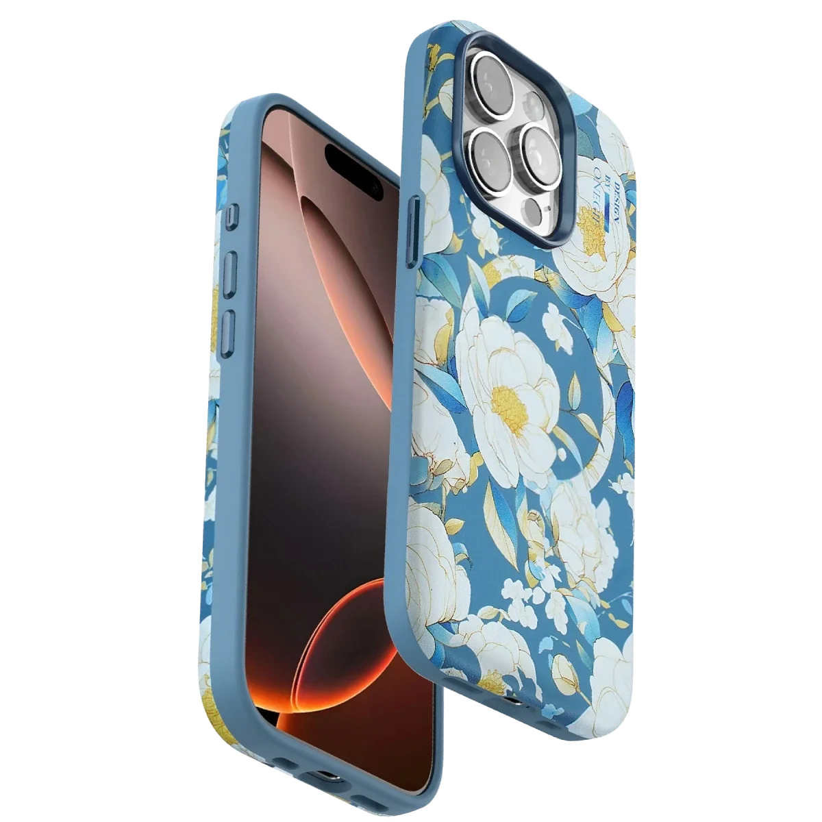 Onegif Apple iPhone 15 Pro Flower Series Magsafe Kapak - Mavi