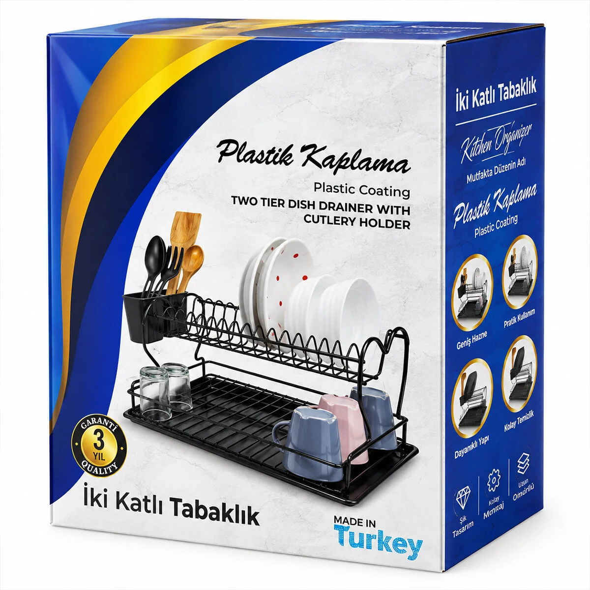 Siyah - Metal Lux Çift Katlı Tabaklık - Bulaşıklık görsel 3