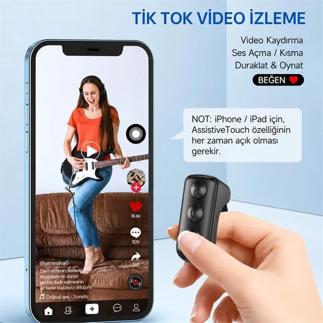 PM-24897 Kablosuz Bluetooth Yüzük Kumanda TikTok - Reels Kaydırma Uzaktan Deklanşör görsel 3