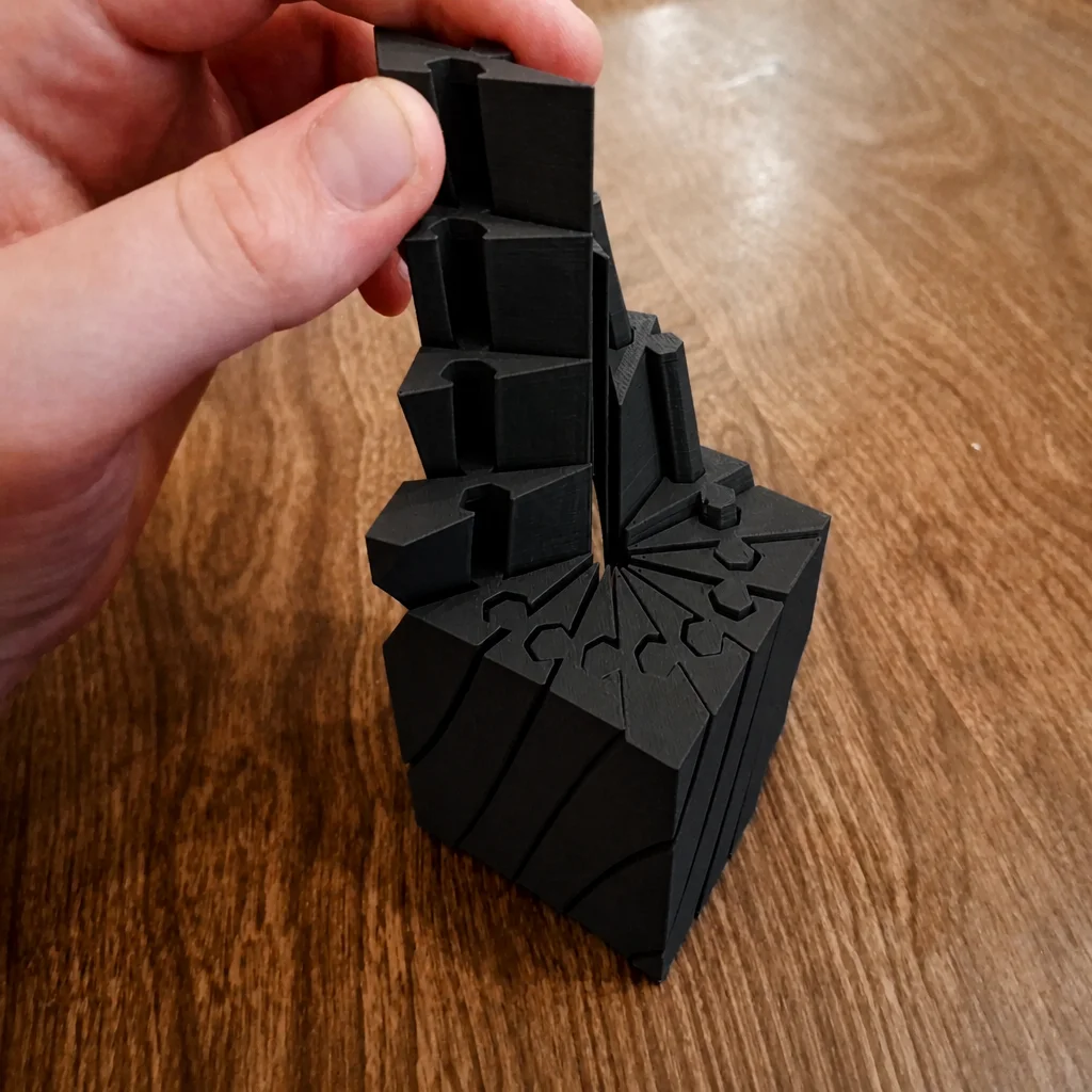 3D Baskı Twisting Küp - Mekanik Dönen Bulmaca Küpü-Siyah görsel 2