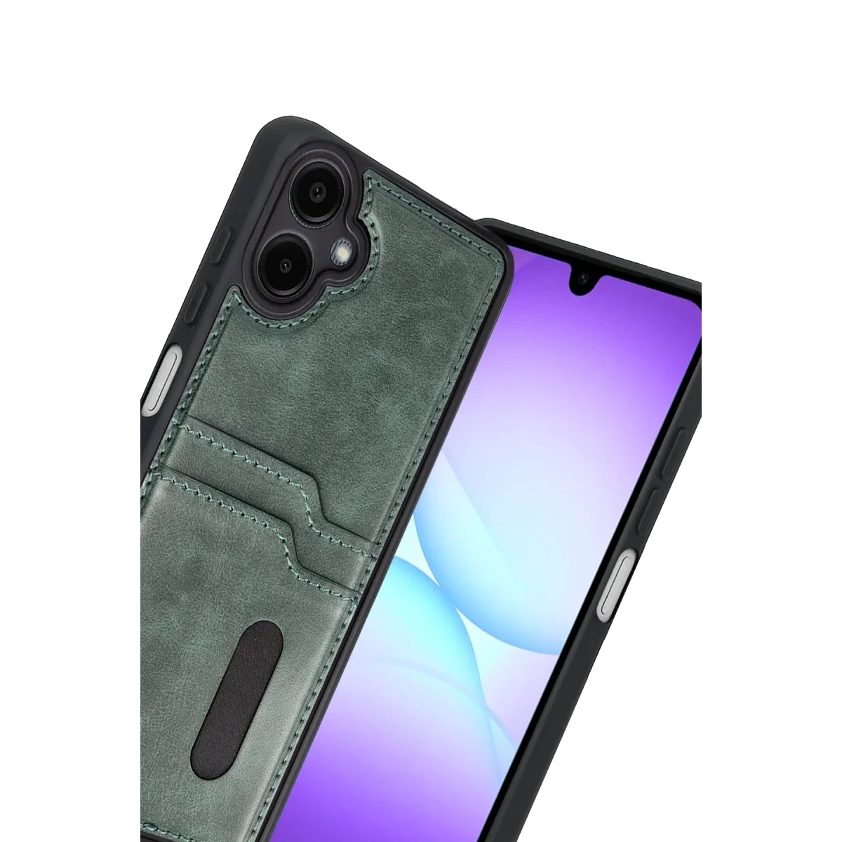 Samsung Galaxy A07 4G Sara Kartvizitli Deri Kılıf - Yeşil görsel 2