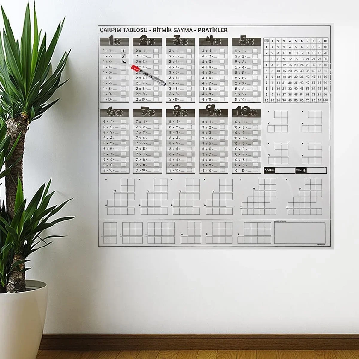 Çarpım Tablosu Ezberleme Manyetik Duvar Stickerı 105 x 100 cm görsel 6