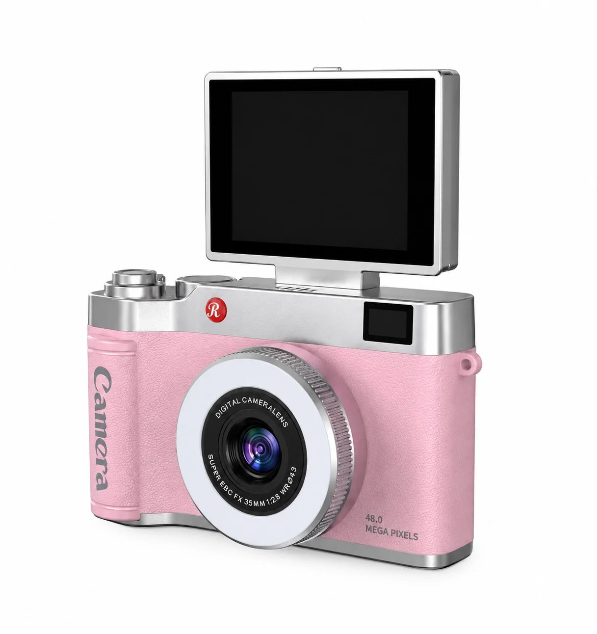 4K Çantalı Dijital Retro Video Kamera 48MP 16X Zoom Işıklı (32GB) Kart Dijital Fotoğraf Makinesi Pembe görsel 2