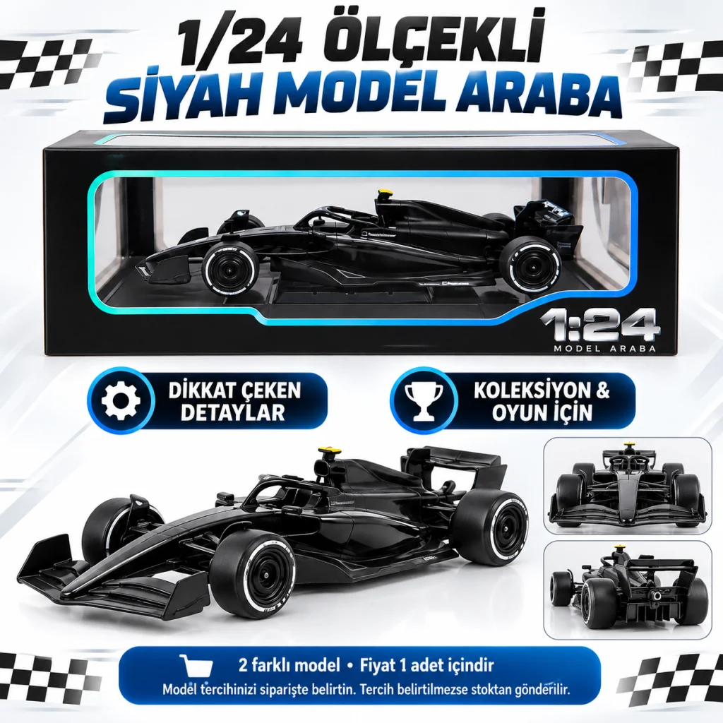 1/24 Formula F1 Siyah Model Araba