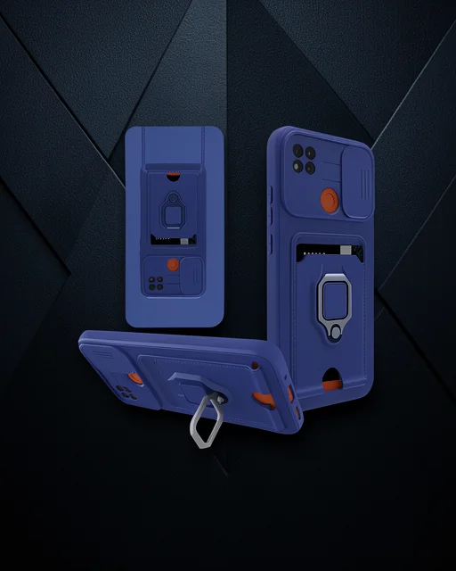 Xiaomi Redmi 9c Kılıf Zuma Kartvizitli Yüzüklü Silikon - Lacivert