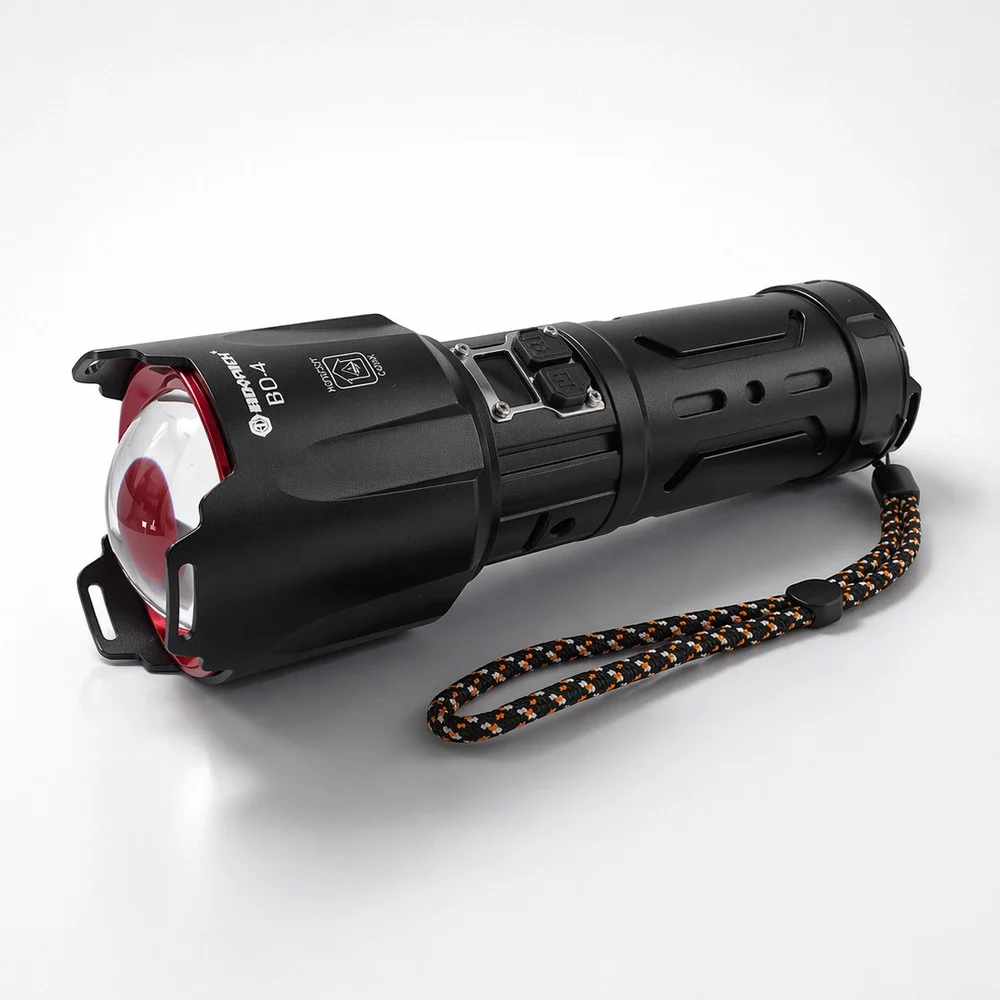 BD-4 60W TG LED Alüminyum Alaşımlı Zoomlu Type-C Dijital Göstergeli Şarjlı El Feneri