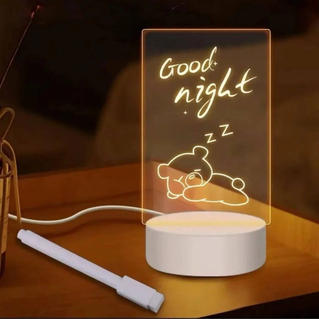 USB Kablolu Işıklı Kendiliğinden Beyaz Kalemli-Silgili Kreatif 3D Görselleştirme LED Lambası görsel 2
