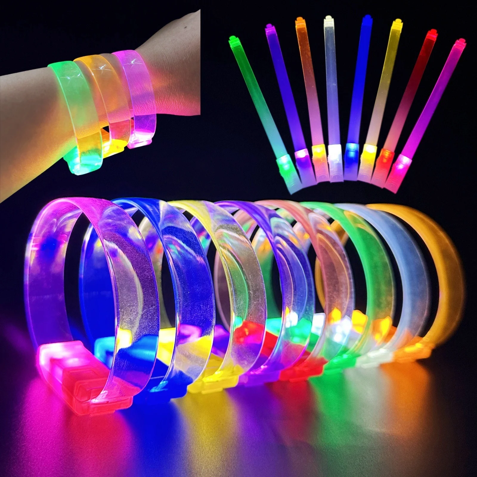 3 Modlu Pilli LED Işıklı Esnek Parti Bilekliği Beyaz görsel 2