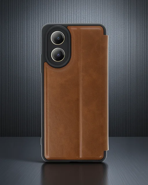 Oppo A38 Kılıf Flip Cover - Taba