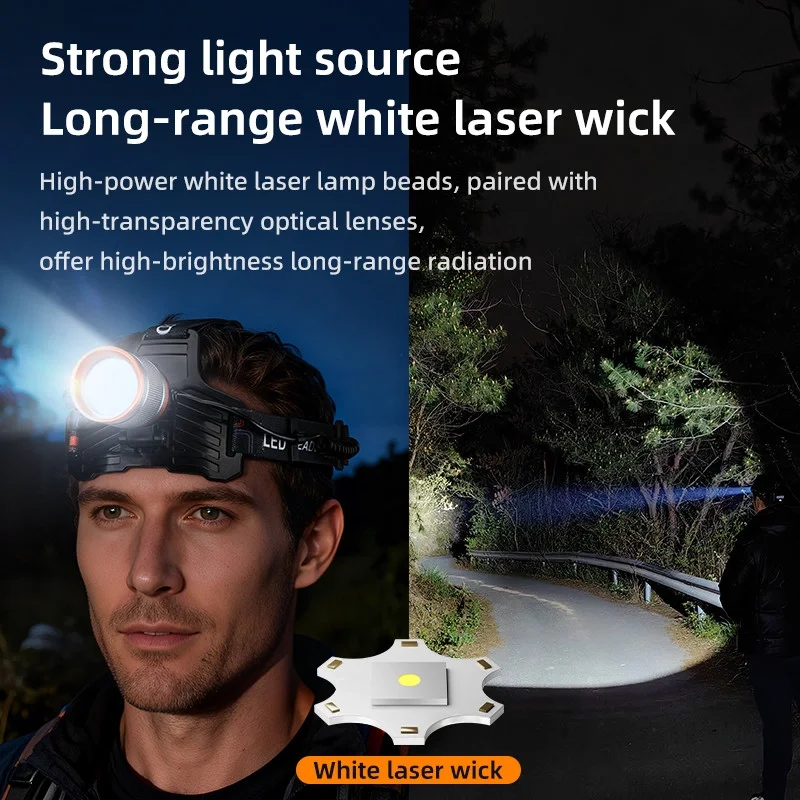 BD-8 13W TG + SMD LED Alüminyum Alaşımlı Zoomlu Type-C Şarjlı Kafa Feneri görsel 7