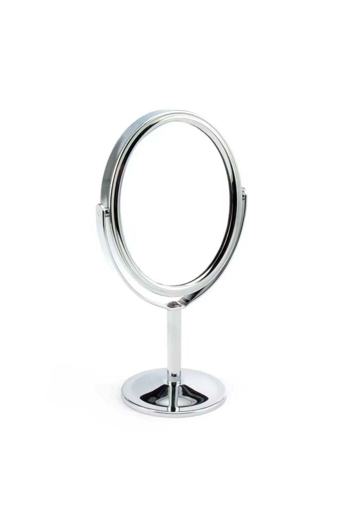 Oval Masaüstü Ayaklı 360° Dönebilen, İşyeri, Seyahat İçin ni Krom Ayna 15X25CM görsel 4
