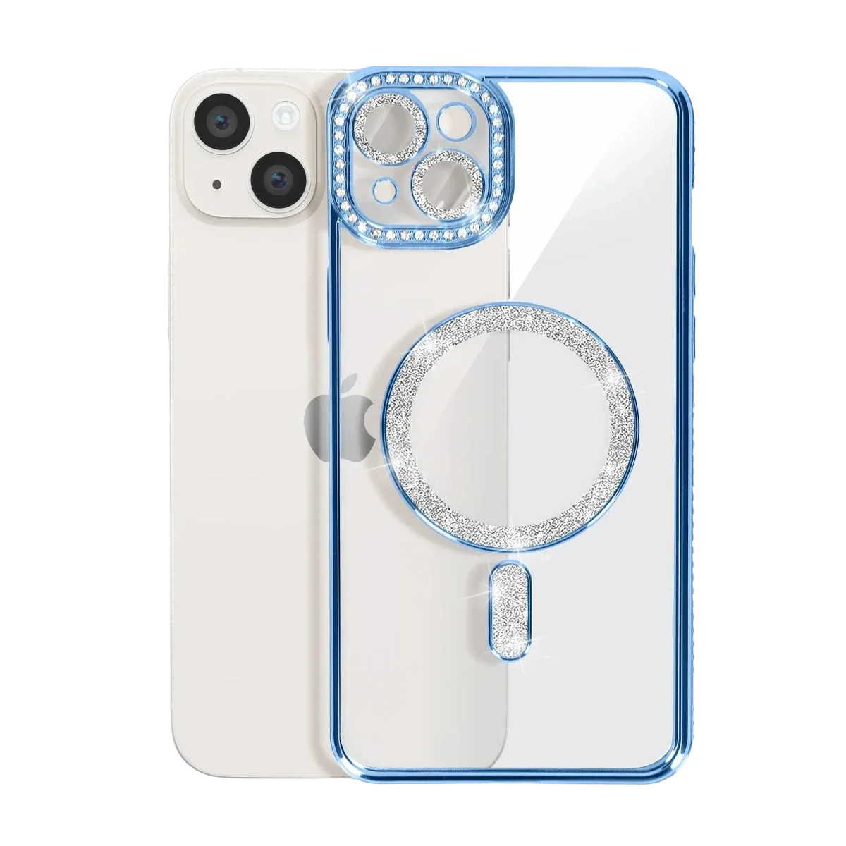 Apple iPhone 14 Kılıf Joke Simli Magneticsafe Kılıf - Mavi görsel 3