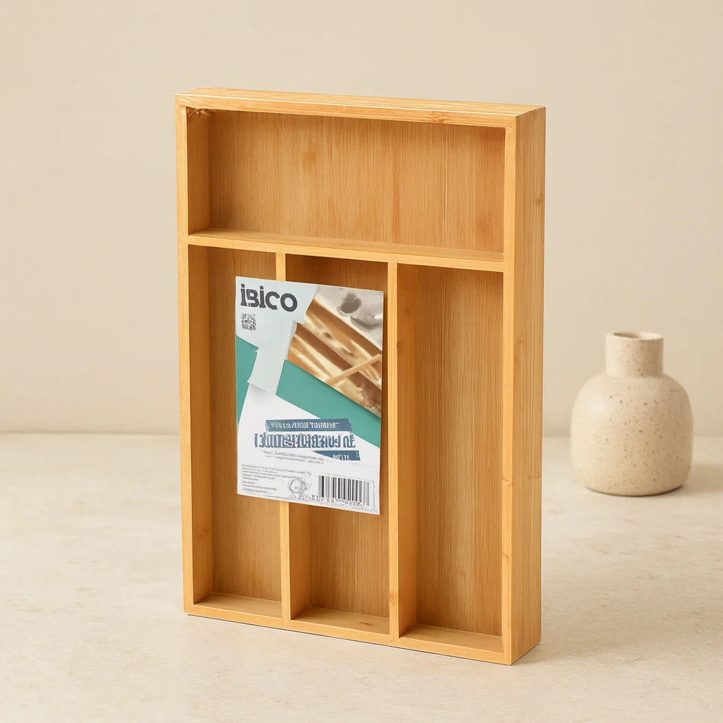 Bambu Çekmece Kaşıklık 22.4x33 cm - 4 Bölmeli Çok Amaçlı Organizer