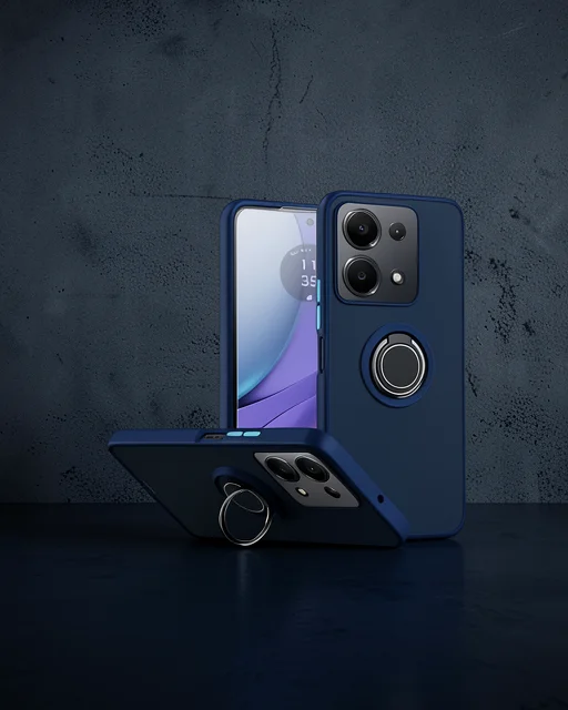 Xiaomi Redmi Note 13 Pro 4g Montreal Yüzüklü Silikon Kapak - Lacivert