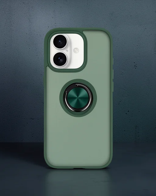 Apple İphone 16 Kılıf Montreal Yüzüklü Silikon Kapak - Yeşil
