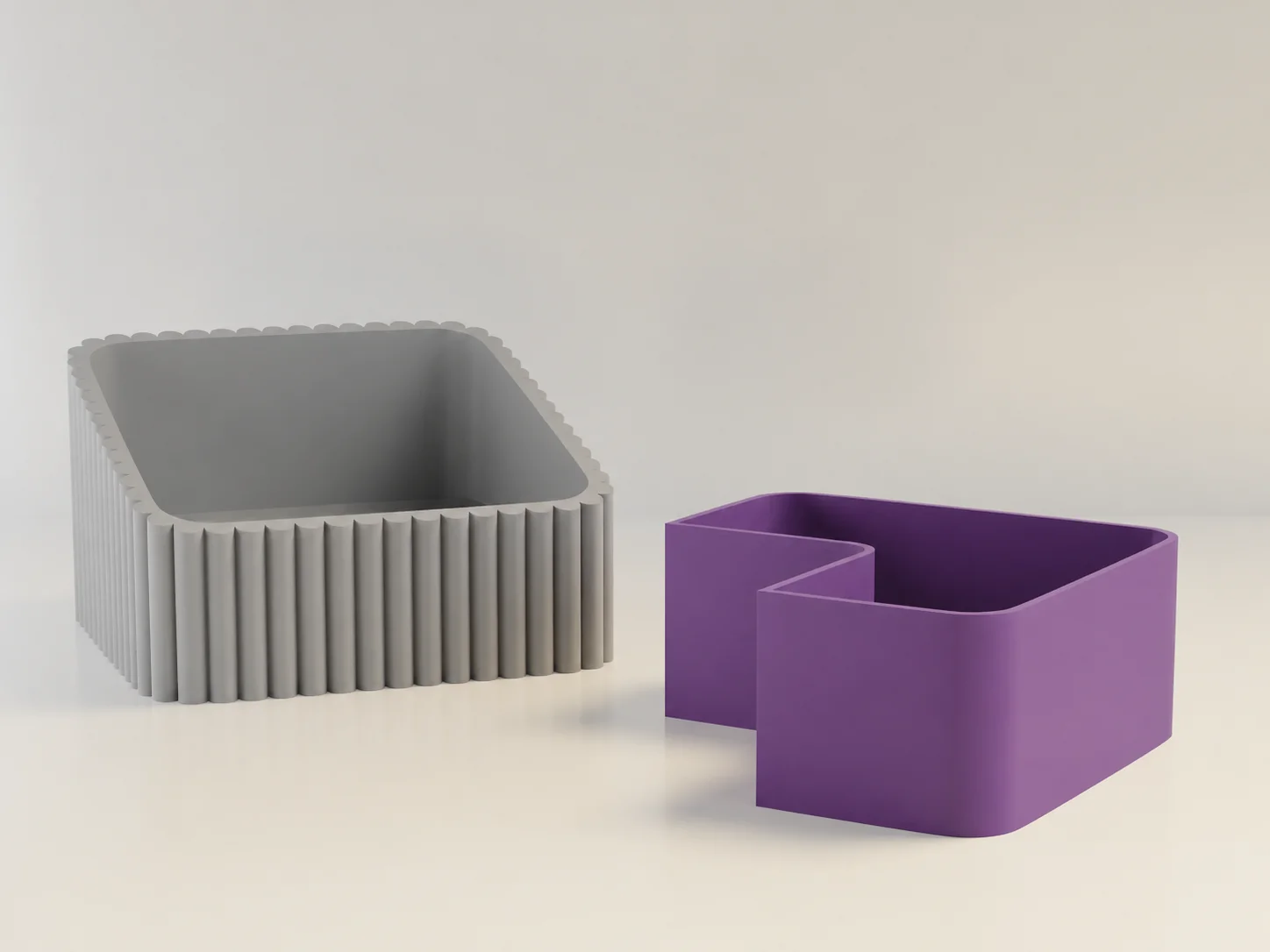 3D Baskı Fıstık Kasesi - Çift Hazneli Kabuk Ayırıcı Sunum Kasesi - Gri Mor görsel 2