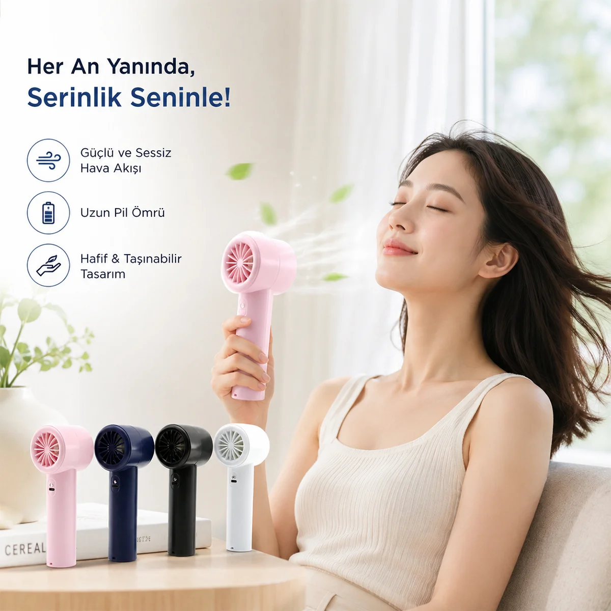 Mini El Fanı Taşınabilir Ayarlanabilir Hız Dijital Gösterge görsel 3
