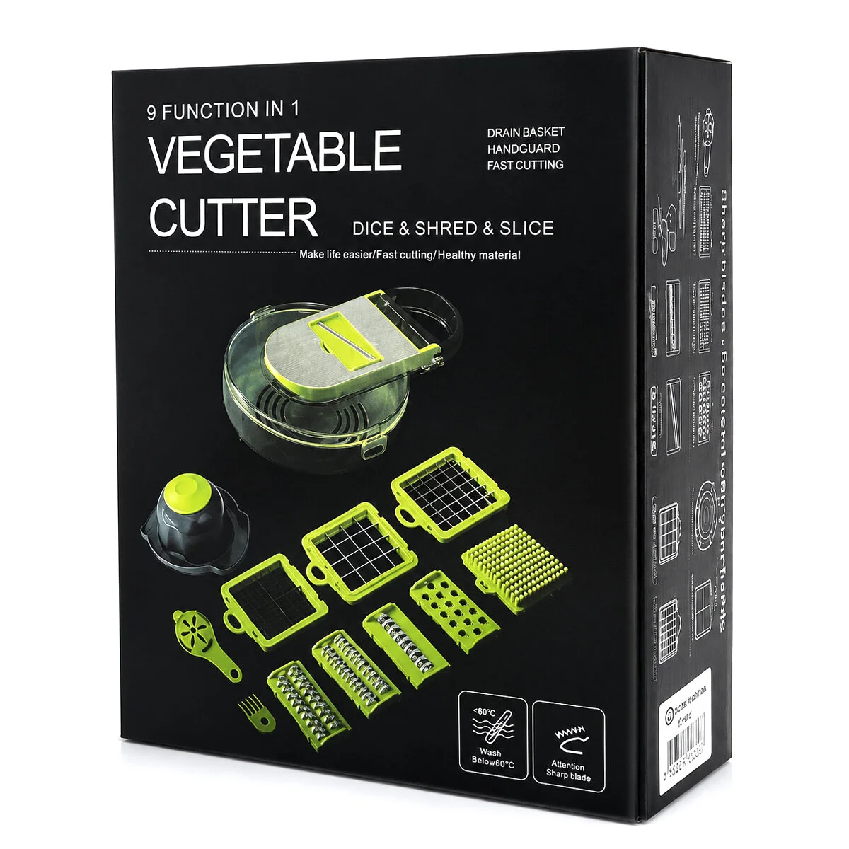 Vegetable Cutter Hazneli 9IN1 Çok Fonksiyonlu Sebze Dilimleyici - Kesici - Doğrayıcı Seti DP-901 görsel 5