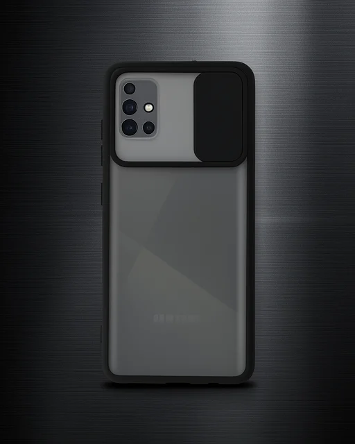 Samsung Galaxy A71 Kılıf Palm Buzlu Kamera Sürgülü Silikon - Siyah