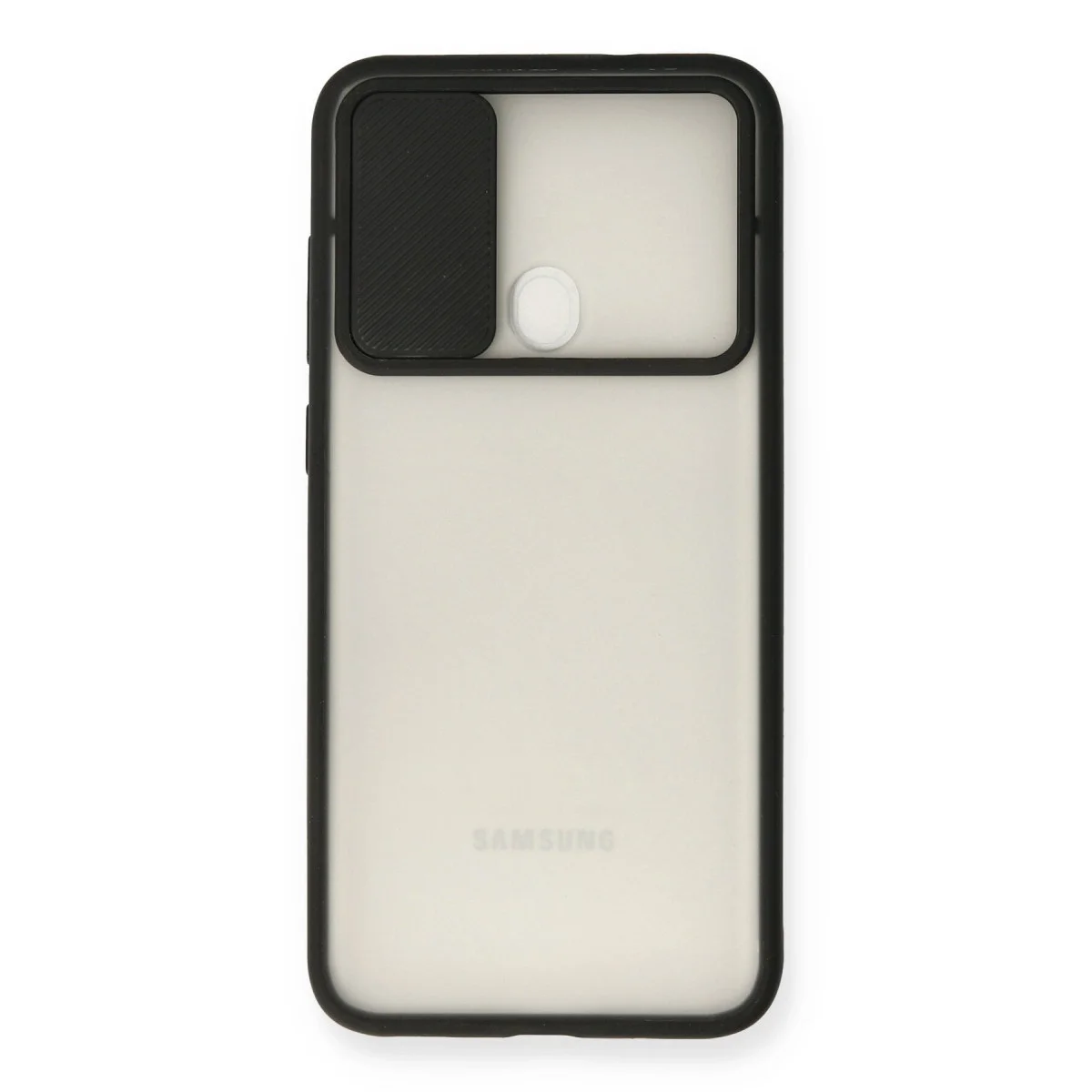 Samsung Galaxy A11 Kılıf Palm Buzlu Kamera Sürgülü Silikon - Siyah görsel 2