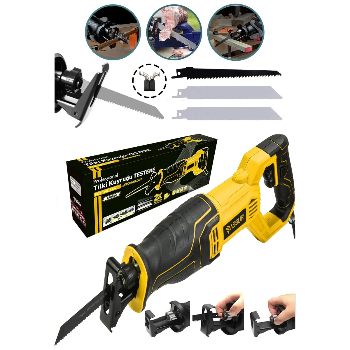 Profesyonel Elektrikli Tilki Kuyruğu Testere 230V 0-2800 RPM görsel 2
