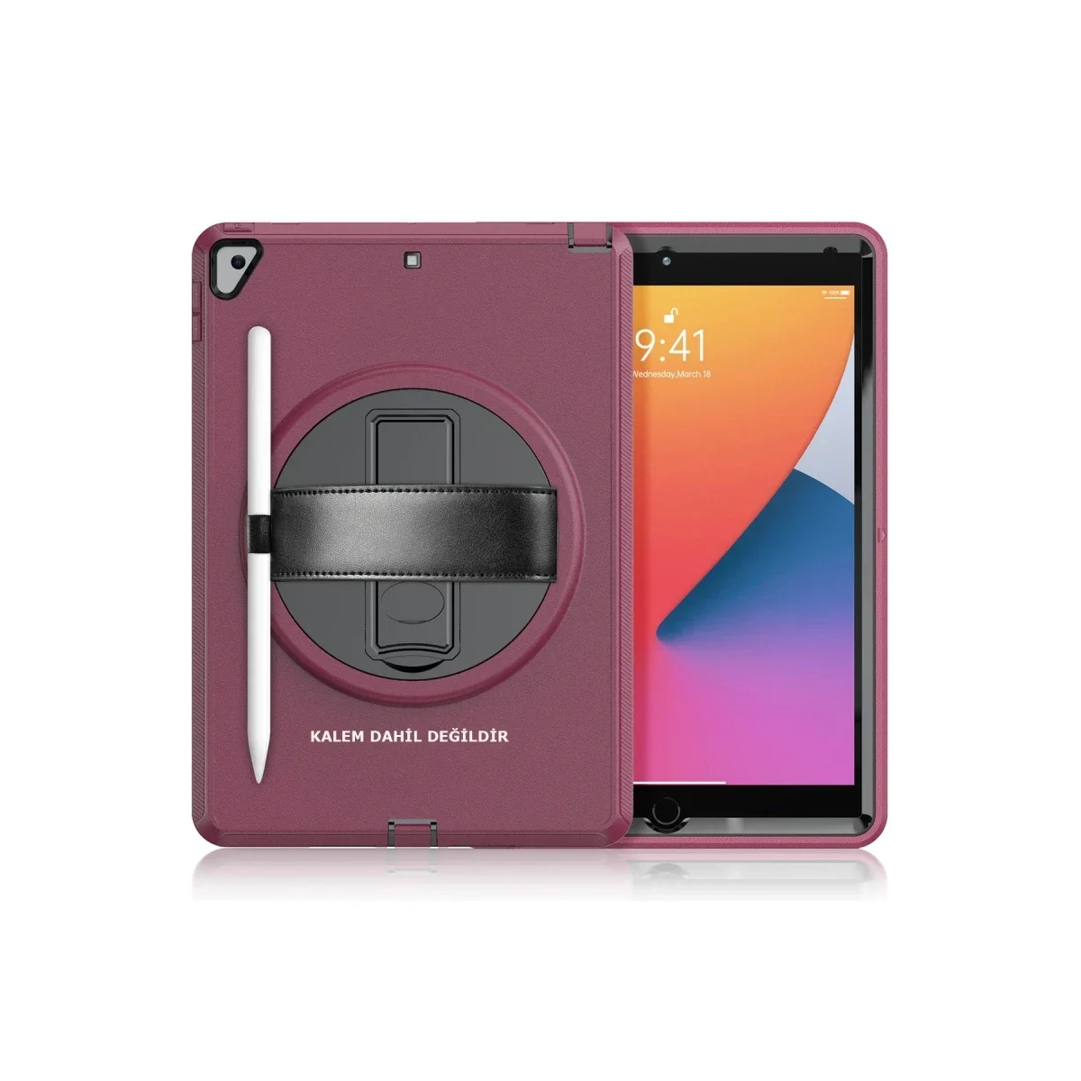 Apple iPad 10.2 (7.nesil) Kılıf Hand Strap Tablet Kılıfı - Mürdüm