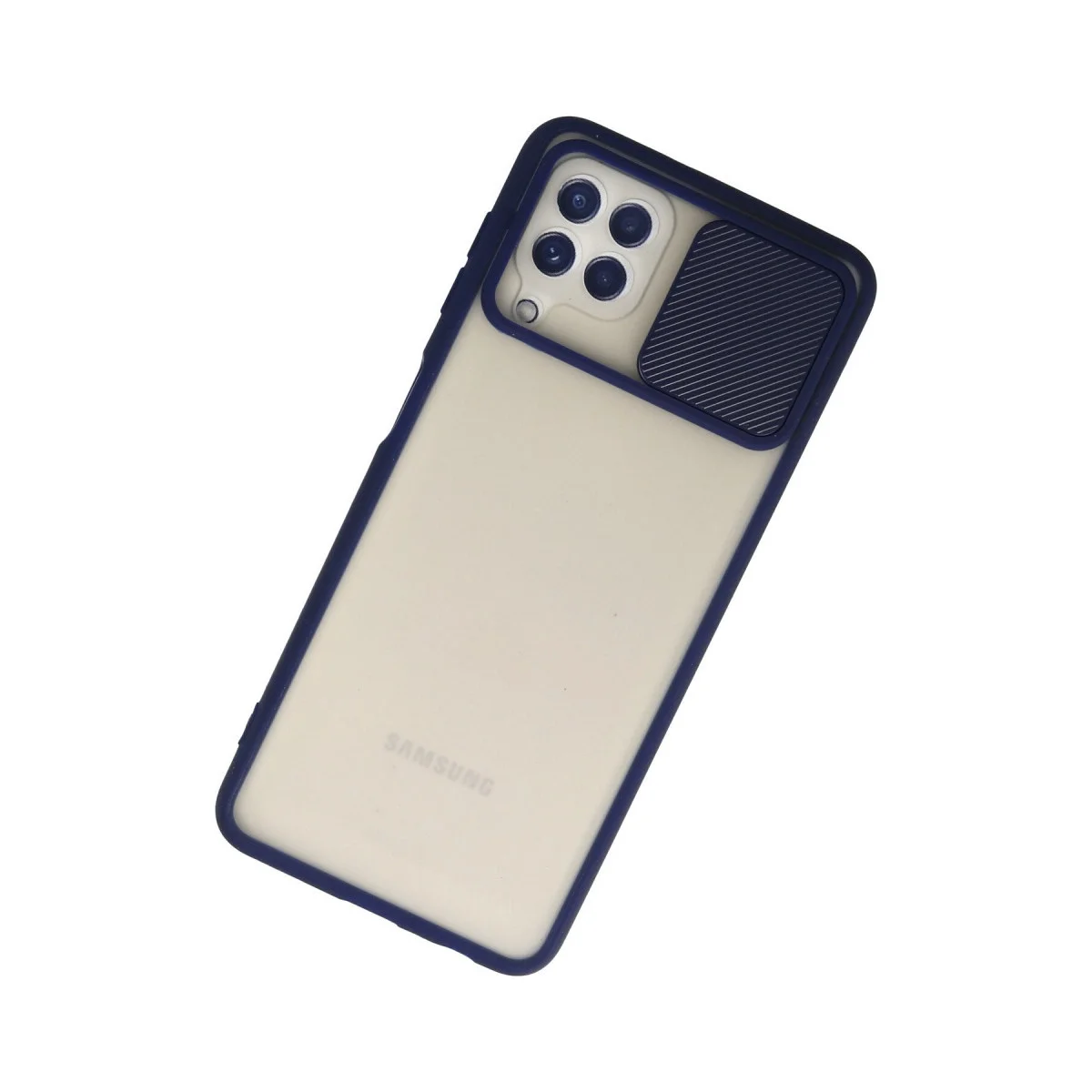 Samsung Galaxy A22 Kılıf Palm Buzlu Kamera Sürgülü Silikon - Lacivert görsel 2