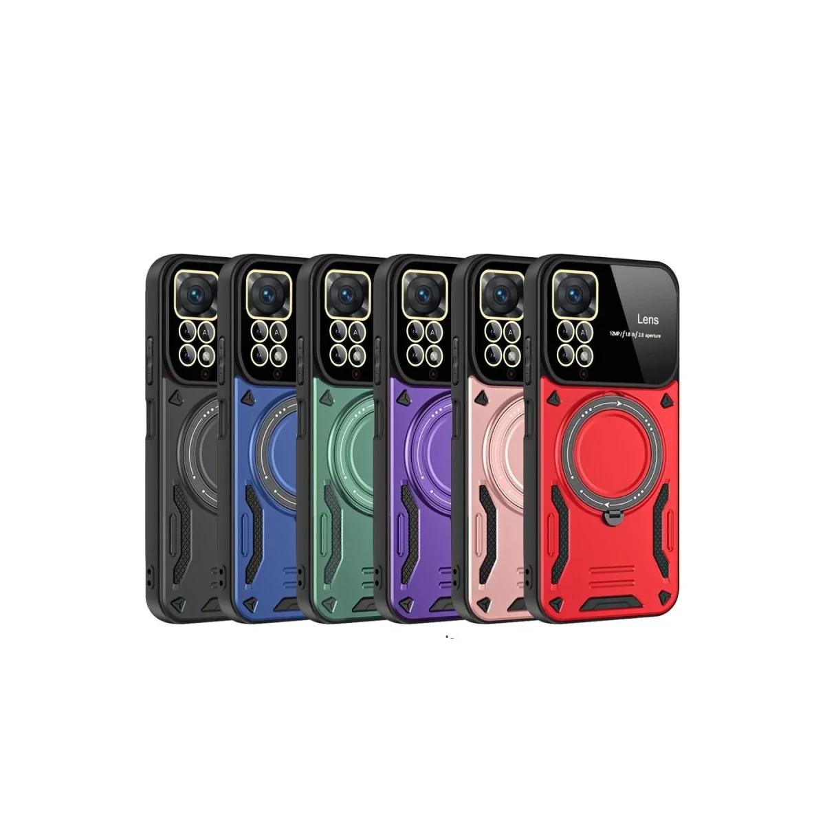 Xiaomi Redmi Note 11 Pro Kılıf Joy Lens Standlı Kapak - Kırmızı görsel 2