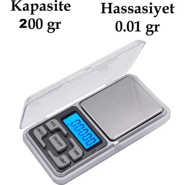 Dijital Hassas Elektronik Kuyumcu Cep Terazisi Tartı 200 gr 0.01 gr görsel 2